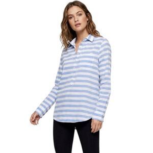 J.Crew Womens Blouse Mid Button Sz 2 Stripe Blue Popover Sailor Coastal Preppy